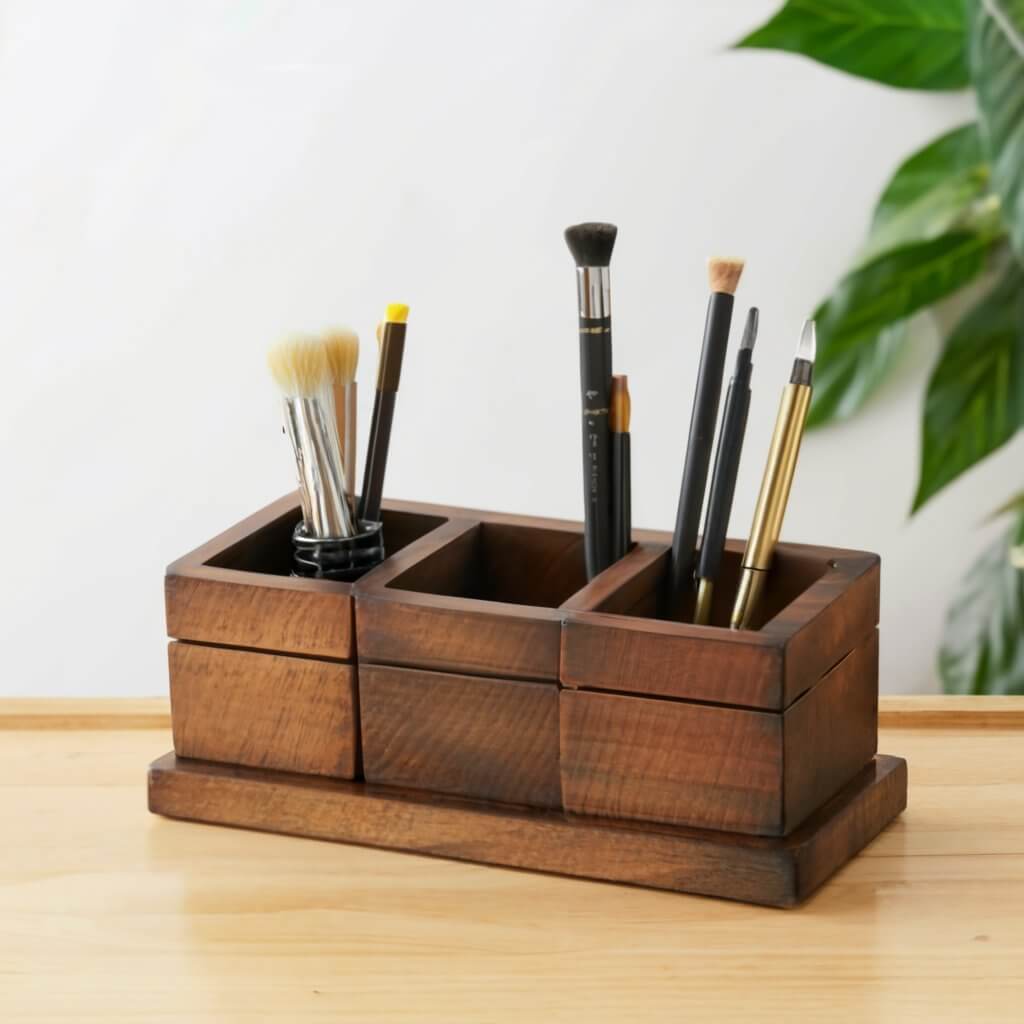 Handcrafted Wooden Desk Organizer